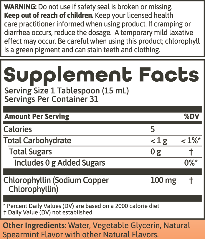 Liquid Chlorophyll Spearmint Flavored