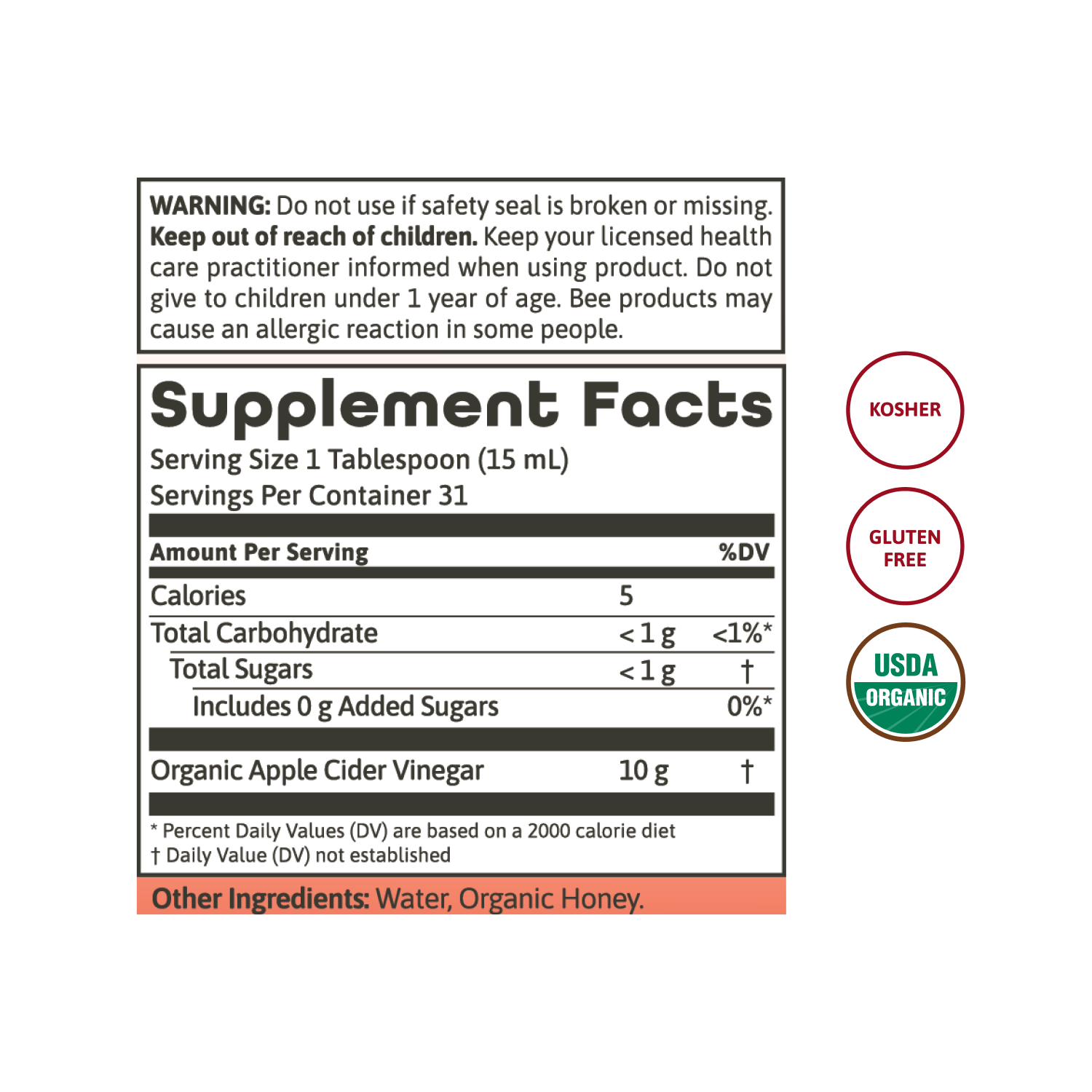 Apple Cider Vinegar with Mother & Honey